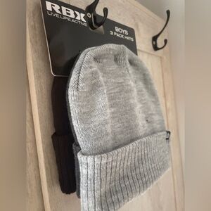 RBX Classic 3 Pack Set of Black and Gray Knit Hats